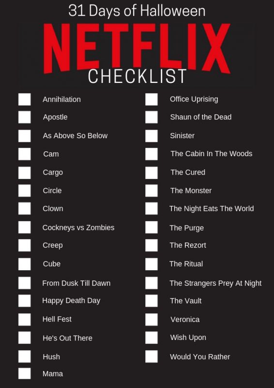 31 Days of Halloween Netflix Movie Checklist Uncanny Collectibles