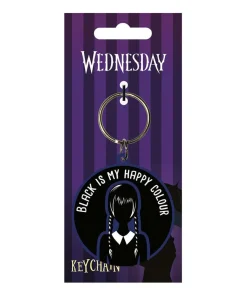wednesday-black-is-my-happy-colour-rubber-keychain-keyring