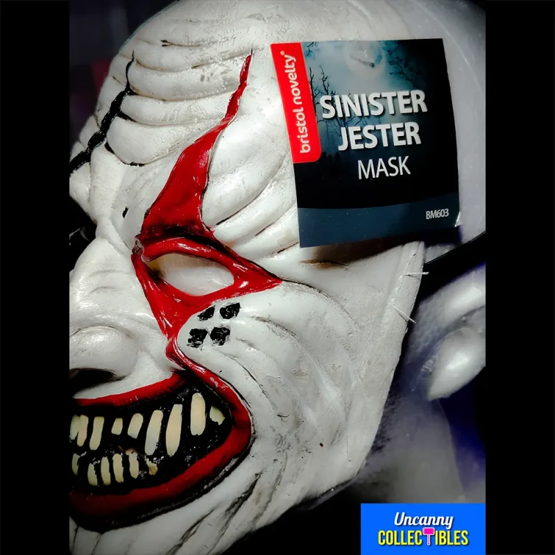 Sinister Jester Half Head Horror Mask - Adult Sized Bristol Novelty Mask