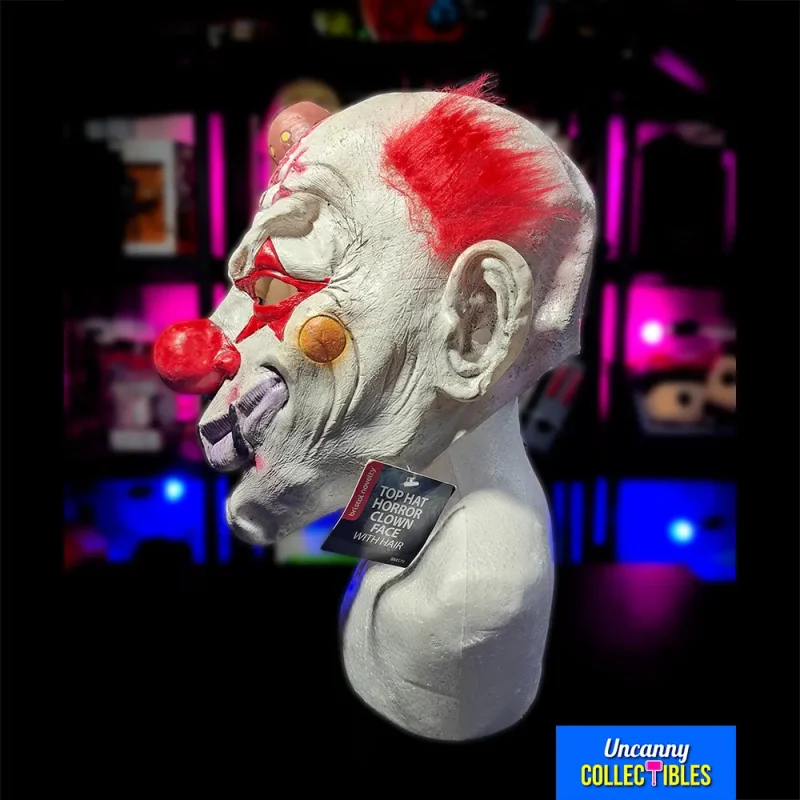 Top Hat Horror Clown With Hair Full Head Mask - Adult Sized