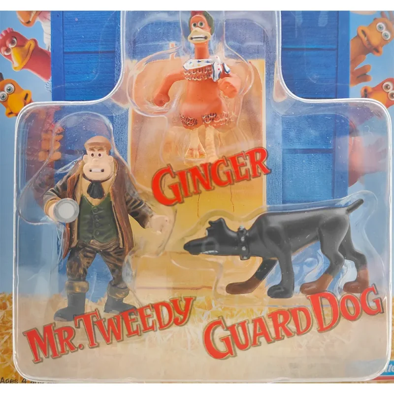 Chicken Run Mini Figures Set Mr Tweedy Ginger & Guard Dog Playmates Toys 2000