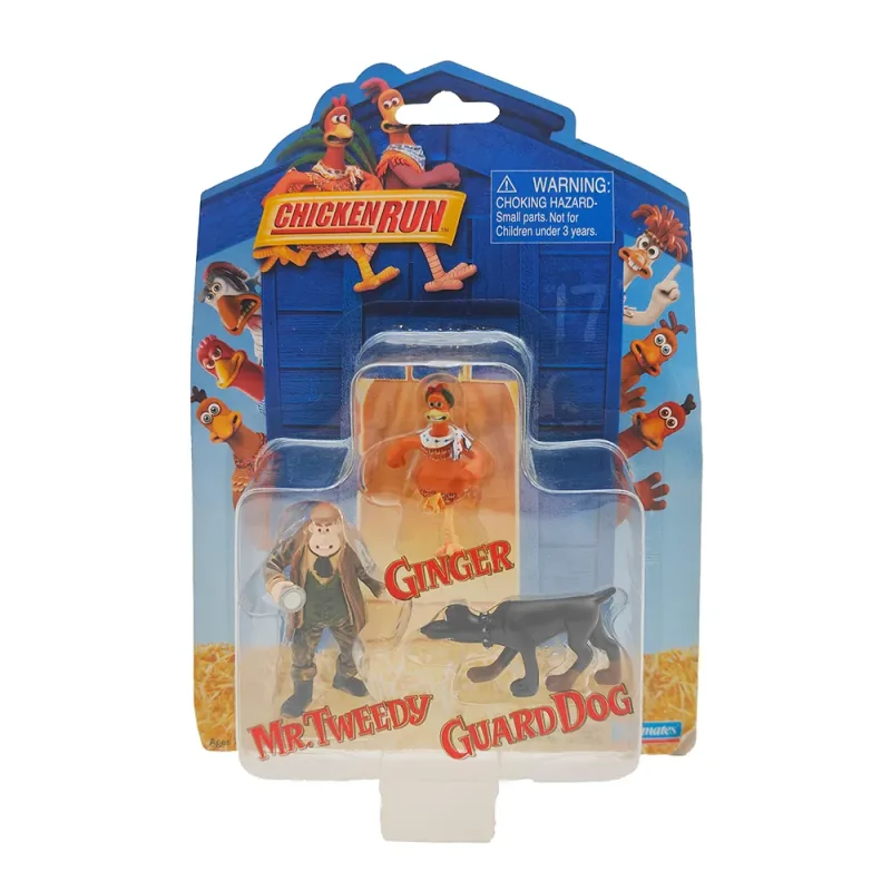 Chicken Run Mini Figures Set Mr Tweedy Ginger & Guard Dog Playmates Toys 2000