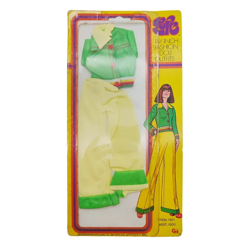 Dagy Dendi 11.5 Inch Fashion Doll Outfit Yellow & Green Pantsuit Gold Mountain Toys 1970s - Barbie Compatible