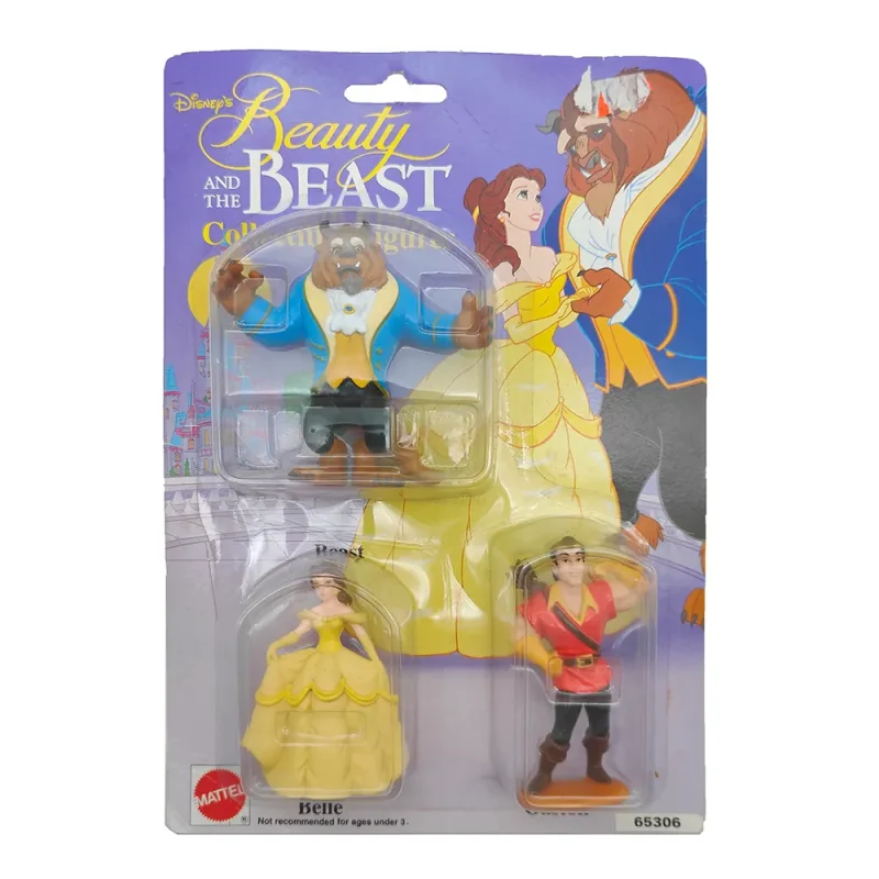 Disney Beauty and the Beast Vintage Figure Bundle - Ideal Belle Bendable Figure & Mattel 3-Pack 1993