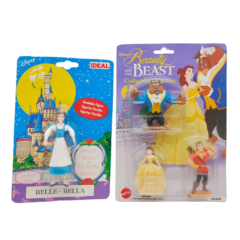 Disney Beauty and the Beast Vintage Figure Bundle - Ideal Belle Bendable Figure & Mattel 3-Pack 1993