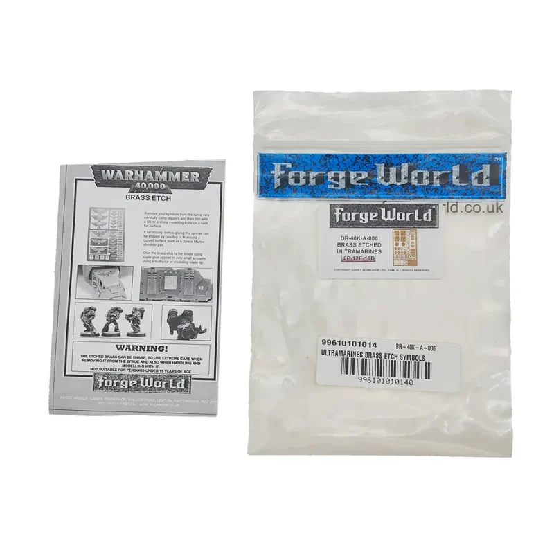 Forge World Ultramarines Brass Etched Symbols Warhammer 40000 2005 - Not Complete
