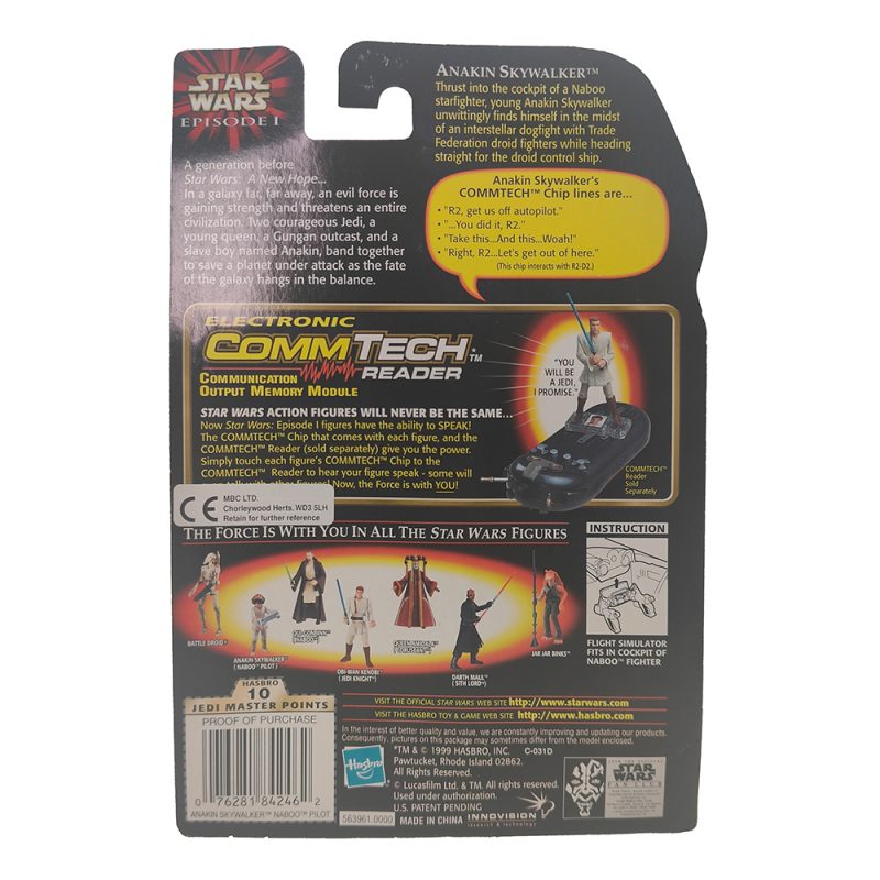 Star Wars Episode 1 Anakin Skywalker Naboo Pilot CommTech Chip 3.75 Inch Action Figure Hasbro 1998